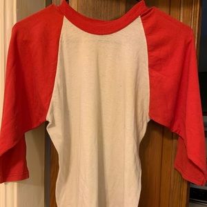 vintage red and white baseball tee